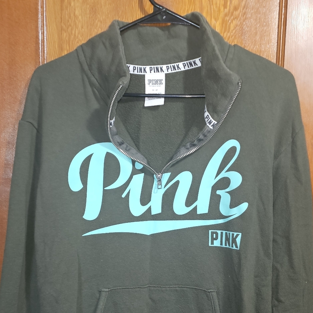 Victoria's Secret Pink Logo Hoodie in Olive